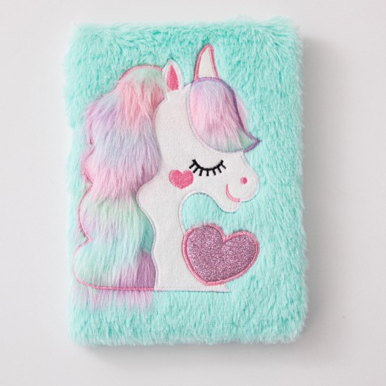 Macaron Pastel Girly Diary - Student Cartoon Wireless Bound A5 Scrapbook, Unicorn Plush Notebook