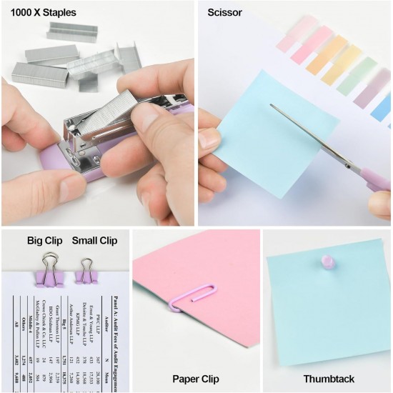 Hot-Selling Purple Student & Office Set - 10-Piece Stapler, Scissors, Staple Remover, Staples