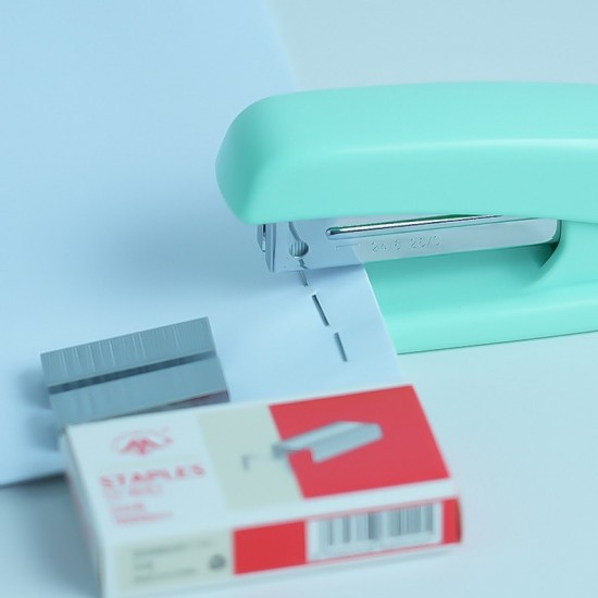 Green Desktop Office Set - Stapler, Scissors, Tape, Staple Remover, Staples - In Stock