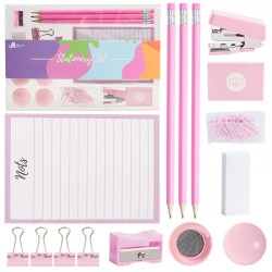 Hot-Selling Macaron Office Set - Cute Cartoon Notebook, Pencils, Binder Clips, Stapler - In Stock