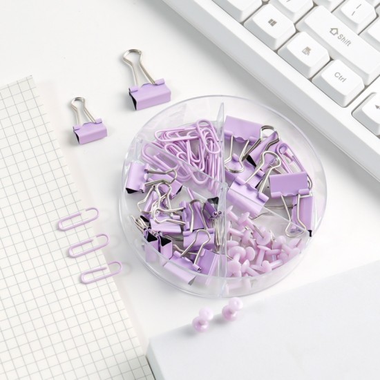 Purple Student Stationery Set - Stapler, Tape Holder, Pen Holder, Scissors & Ruler, In-Stock