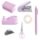 Macaron Desktop Office Stationery Set - Stapler, Tape Holder, Scissors & Pens, Factory In-Stock