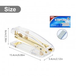 Hot-Selling Minimalist Clear & Rose Gold Stapler Set - Export-Grade 12# Staples, Factory Supply
