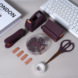 Exclusive Business-Color Office Set - Stapler, Tape Holder, Scissors, Hole Punch & Paper Clips