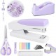 Direct Supply Macaron Office Stationery Set - Stapler, Tape Holder, Scissors & Paper Clips Combo