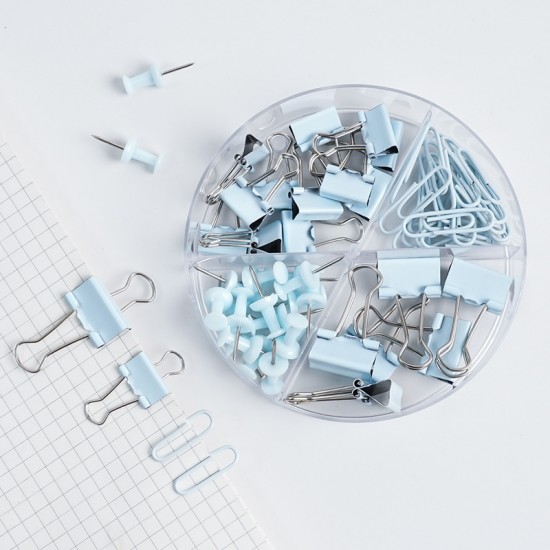 Hot-Selling Blue Desktop Office Stationery Set - Stapler, Tape Dispenser, Scissors, Staple Remover - In Stock