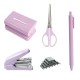 Macaron Desktop Office Stationery Set - Effort-Saving Stapler, Tape Holder, Scissors & Pens, In-Stock