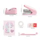 Pink Office Set - Stapler, Staples, Tape Holder & Plush Notebook, In-Stock