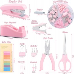 Hot-Selling Pink Student & Office Set - Stapler, Scissors, Paper Clips, Staple Remover, Staples