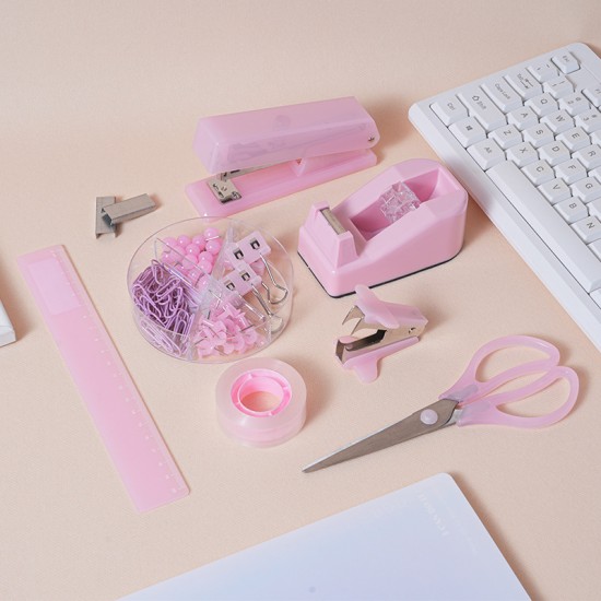 Pink Girly Office Stationery Set - Exclusive Stapler, Staple Remover & Tape Holder, Factory Wholesale