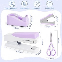 Direct Supply Macaron Office Stationery Set - Stapler, Tape Holder, Scissors & Paper Clips Combo