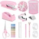 Direct Supply Multi-Functional Pink Desktop Organizer Set - Stapler, Tape Holder, Scissors & Staple Remover