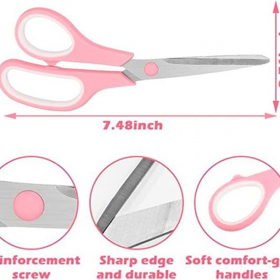 Direct Supply Pink Desktop Office Accessory Set - Macaron-Colored Stapler, Tape Holder & Scissors Combo