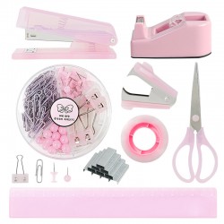 Pink Girly Office Stationery Set - Exclusive Stapler, Staple Remover & Tape Holder, Factory Wholesale