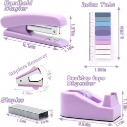 Purple Office Stationery Set - Stapler, Scissors, Tape, Staple Remover, Staples - In Stock
