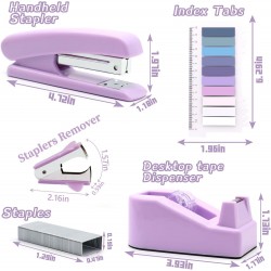 Purple Office Stationery Set - Stapler, Scissors, Tape, Staple Remover, Staples - In Stock