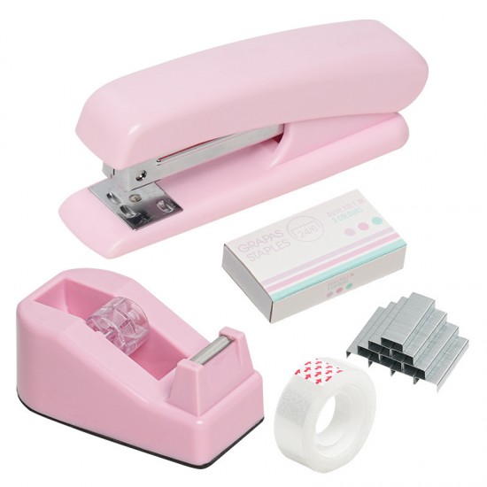 Hot-Selling Macaron Color Student Stationery Set - Combination (Stapler, Tape Dispenser, Staples)