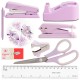 Purple Student Stationery Set - Stapler, Tape Holder, Pen Holder, Scissors & Ruler, In-Stock