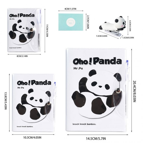 New Giant Panda Student & Office Set - 4-Piece (Stapler, Staples, Notebook, Calculator) - In Stock