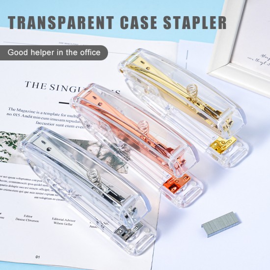 Hot-Selling Minimalist Clear & Rose Gold Stapler Set - Export-Grade 12# Staples, Factory Supply