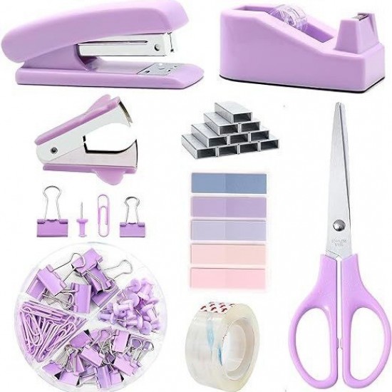 Macaron Office Set - Stapler, Scissors, Tape, Staple Remover, Staples Set