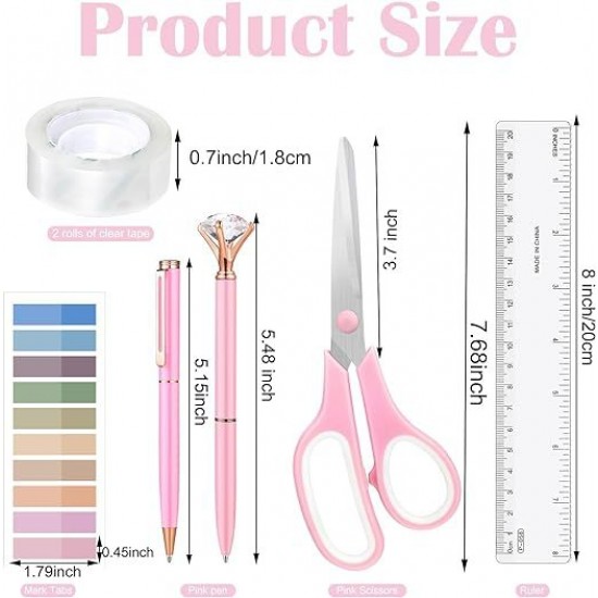 Direct Supply Multi-Functional Pink Desktop Organizer Set - Stapler, Tape Holder, Scissors & Staple Remover
