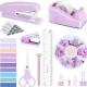Direct Supply Purple Desktop Office Set - Stapler, Tape Dispenser, Paper Clips, Staple Remover