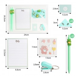 Direct Supply Macaron Student/Office Set - Cartoon Notebook, Stapler & Staples Combo