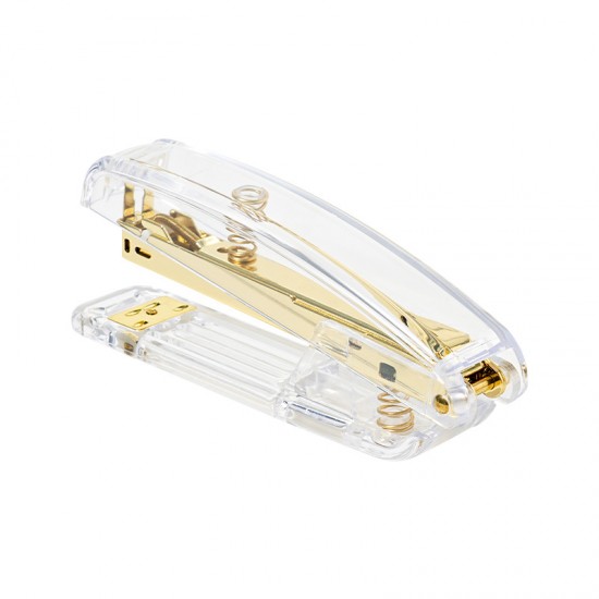 Hot-Selling Minimalist Clear & Rose Gold Stapler Set - Export-Grade 12# Staples, Factory Supply