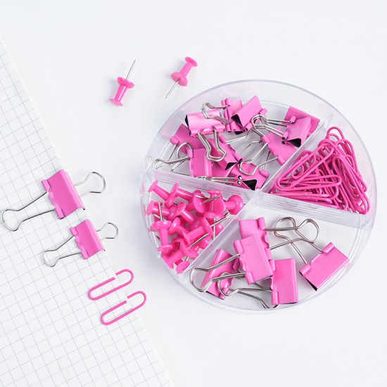 Hot-Selling Magenta Desktop Office Stationery Set - Stapler, Tape Dispenser, Scissors, Staple Remover