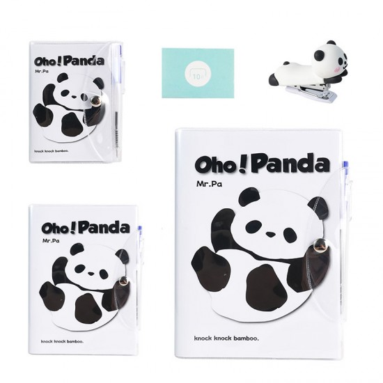 Hot-Selling Cartoon Giant Panda Student & Office Set - 4-Piece (Stapler, Staples, Notebook)