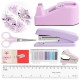 Direct Supply Purple Desktop Office Supplies - Hole Punch, Stapler, Paper Clips, Push Pins, Scissors Stationery Set