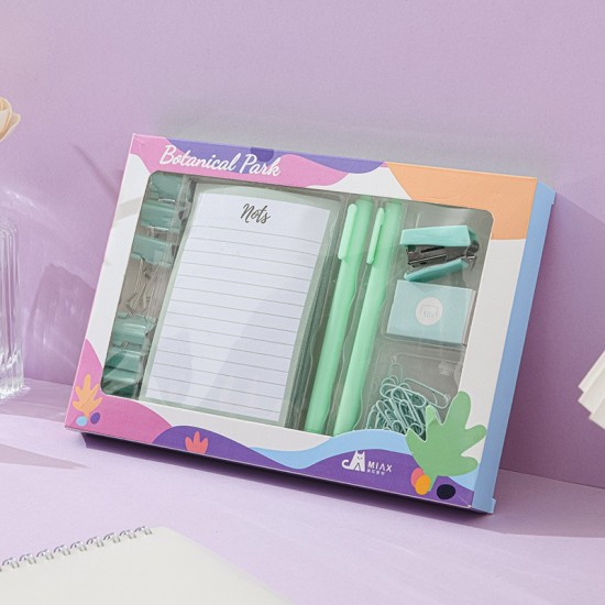 Direct Supply Macaron Color Stationery Set - Stapler, Paper Clips, Staples - Desktop Student & Office Use