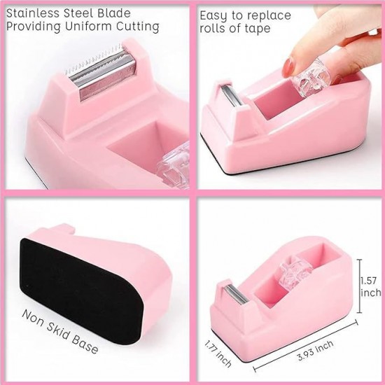 Direct Supply Pink Desktop Office Set - Hole Punch, Stapler, Paper Clips, Thumbtacks & Scissors