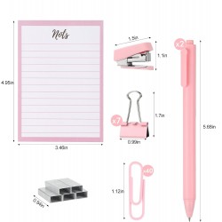 Direct Supply Macaron Color Stationery Set - Stapler, Paper Clips, Staples - Desktop Student & Office Use