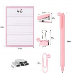 Direct Supply Macaron Color Stationery Set - Stapler, Paper Clips, Staples - Desktop Student & Office Use