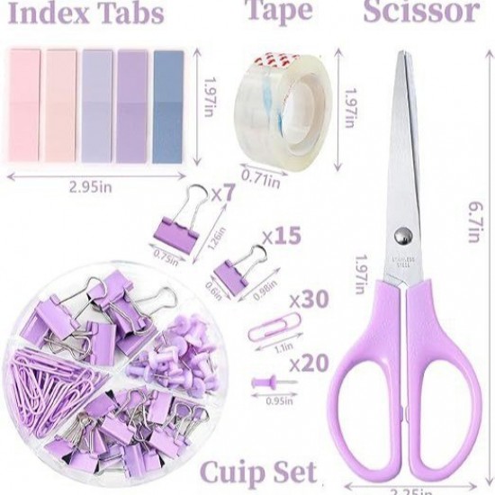 Macaron Office Set - Stapler, Scissors, Tape, Staple Remover, Staples Set