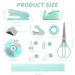 Hot-Selling Green Office/Student Stationery Set - Stapler, Scissors, Staple Remover & Staples