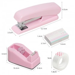 Hot-Selling Macaron Color Student Stationery Set - Combination (Stapler, Tape Dispenser, Staples)