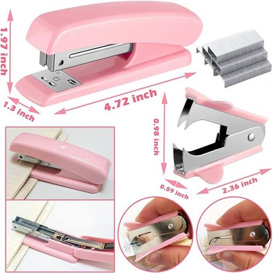 Direct Supply Pink Desktop Office Accessory Set - Macaron-Colored Stapler, Tape Holder & Scissors Combo