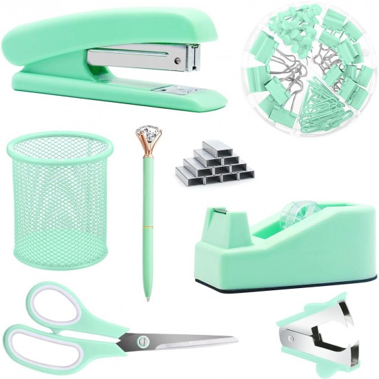 Macaron Office Set - Stapler, Scissors, Staple Remover, Staples, Paper Clips