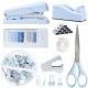 Hot-Selling Blue Desktop Office Stationery Set - Stapler, Tape Dispenser, Scissors, Staple Remover - In Stock