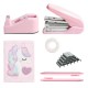 Pink Office Set - Stapler, Staples, Tape Holder & Plush Notebook, In-Stock