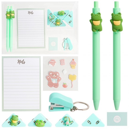 Direct Supply Macaron Student/Office Set - Cartoon Notebook, Stapler & Staples Combo