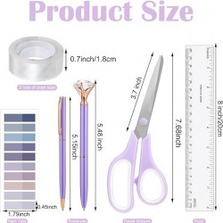 Purple Student Stationery Set - Stapler, Tape Dispenser, Pen Holder, Scissors, Ruler Combination Set