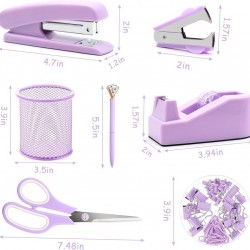Macaron Office Set - Stapler, Scissors, Staple Remover, Staples, Paper Clips
