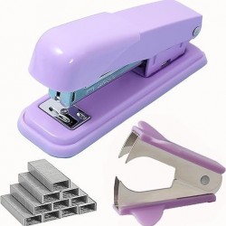 Direct Supply Purple Stationery Set - Desktop Student & Office Combination (Stapler, Staple Remover, Staples)