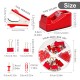 Red Office Stationery Set - Stapler, Staple Remover, Ruler & Tape, Factory Supply