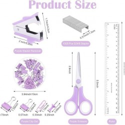 Direct Supply Purple Student & Office Stationery Set - Stapler, Tape Dispenser, Pen Holder, Storage Box